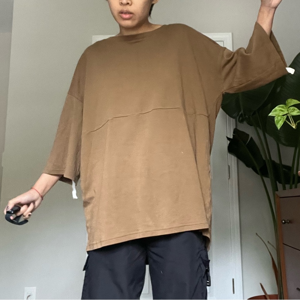 Zara Oversized Short Sleeve Tee in Brown